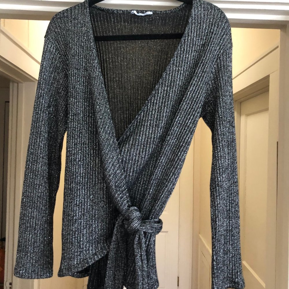 Zara Glittery Wrap Sweater